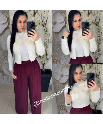 Calça Pantalona Lilian Marsala