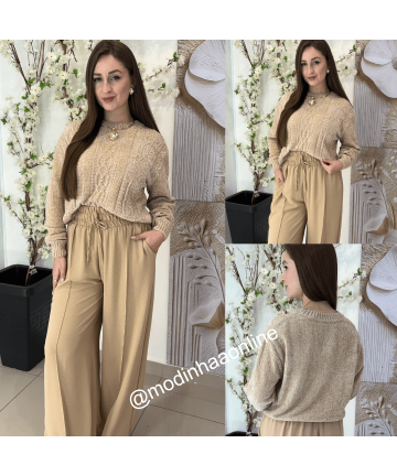 Calça Pantalona Leticia Bege